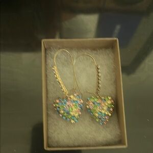 Betsey Johnson Gold and Blue Heart Earrings